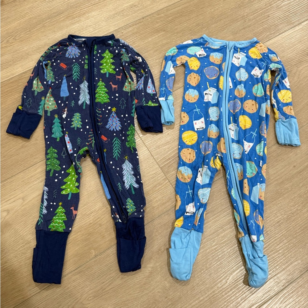 2 Little Sleepies Navy and Blue Kids Zippy PJs